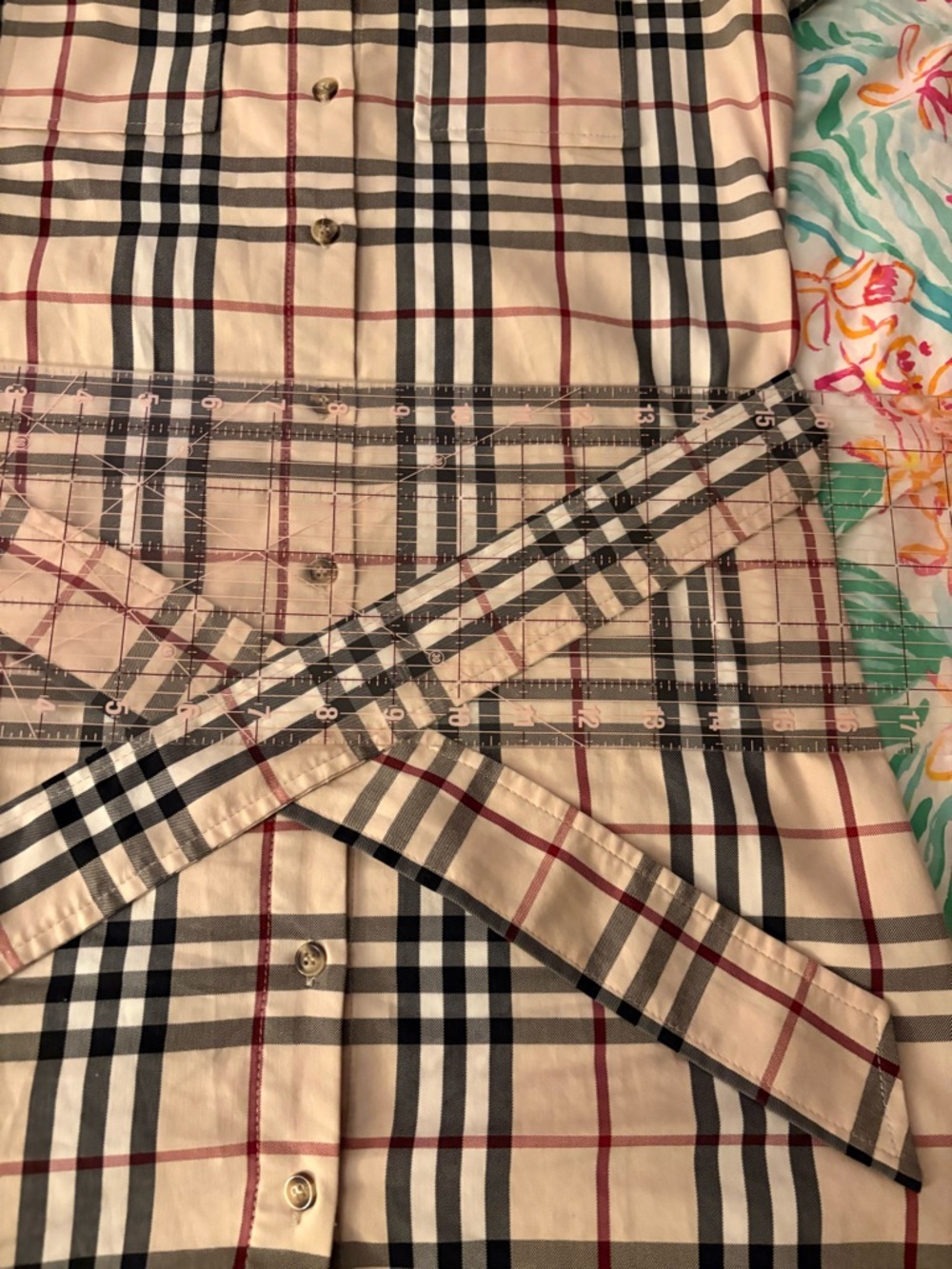 BURBERRY Beige Plaid Button-Front Shirt Dress with Belt - Picture 8 of 12